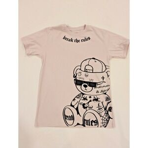 REGSTR Graphic Tee M Beige Streetwear Shirt "Break the Rules" Thug Life